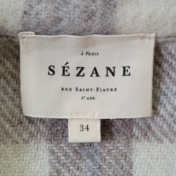 SEZANE ANNELINE PLAID WOOL JACKET SHACKET - Picture 7 of 8